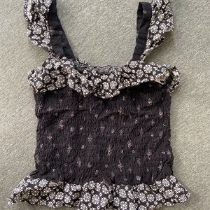 Black smocked tank top